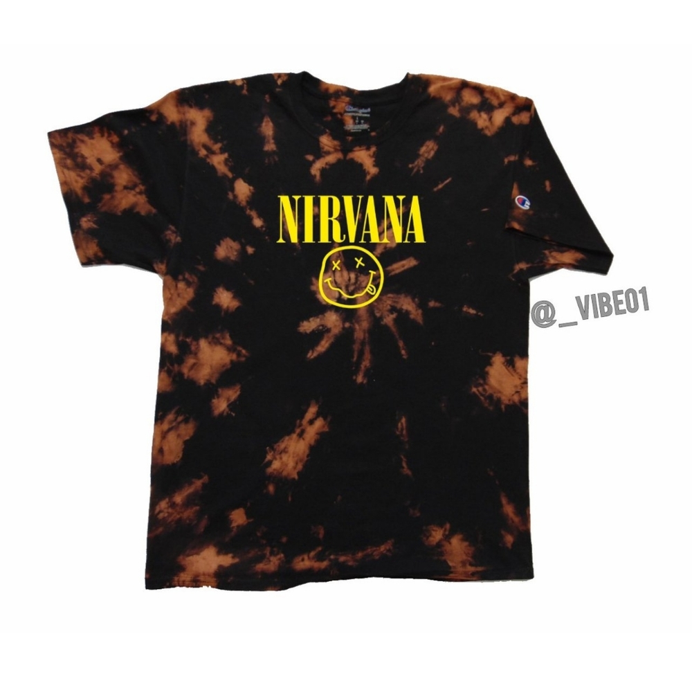 NWT Nirvana bleach dye champion shirt
